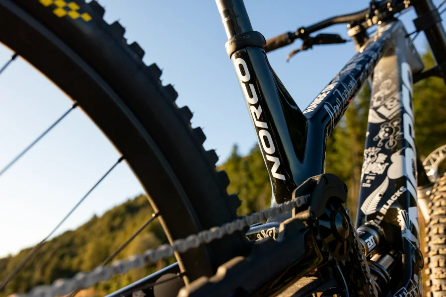 High pivot detail of the Norco Range DH
