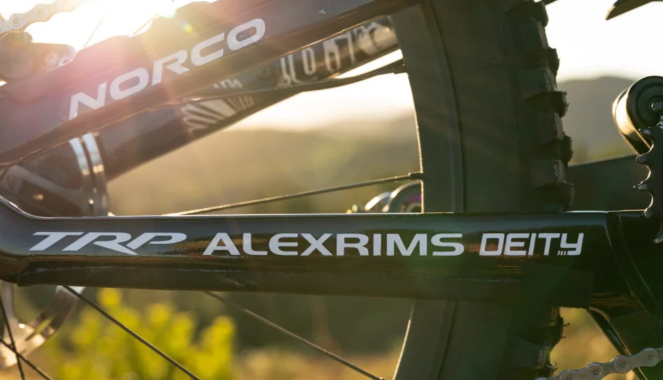 TRP, Alexrims and Deity decals on the chainstay