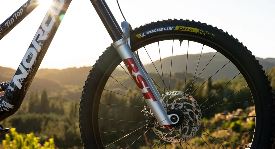 RST factory fork and Michelin DH tyre