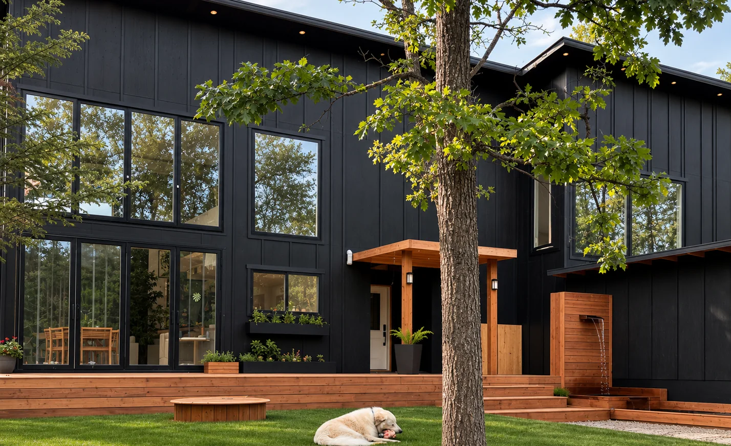 The finished house from the driveway