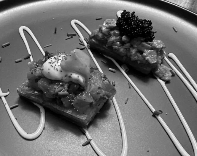 Marinated tuna with fennel mousse and beef tartare