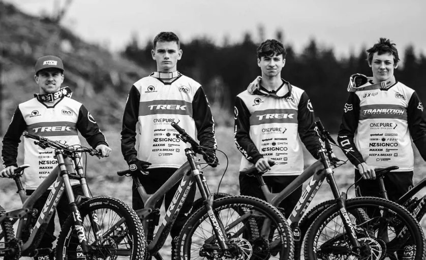 The Trek development squad lined up with their race bikes